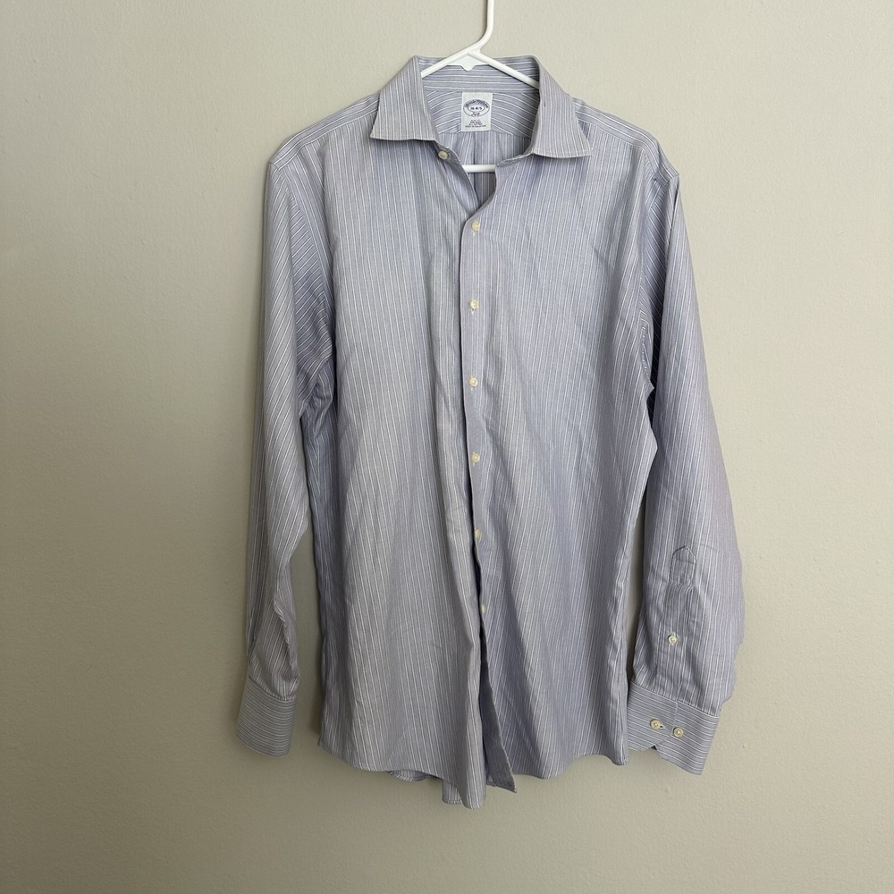 Brooks Brothers 346 Mens 16-4/5 Slim Fit Non-Iron Cotton Pinstripe Dress Shirt